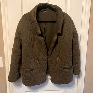 Free People Army Green Quilted Puffer Jacket